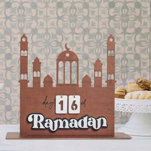 Wooden Countdown Calendar Acrylic Wood Advent Table <b>Decoration</b> Sign for Eid Mubarak <b>Ramadan</b> Supplies - Product Image 4