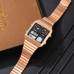 <span class=keywords><strong>Reloj</strong></span> SKMEI 2198 para Hombre, <span class=keywords><strong>con</strong></span> Logotipo Personalizado, Dorado y Negro, Termómetro, Multifuncional, de Acero, <span class=keywords><strong>con</strong></span> Tres Zonas Horarias, Digital - Product Image 5