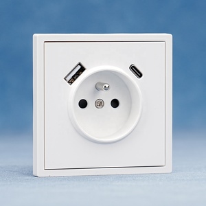 <span class=keywords><strong>Panel</strong></span> grande de PC estándar de la UE, interruptores y enchufes franceses de pared modernos, enchufe de 220V con puertos USB tipo A y tipo C - Product Image 6