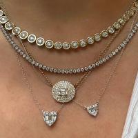 Collier tennis Gemnel de luxe pour femme, plaqué or, serti de zircone cubique