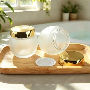 Pot cosmétique vide en verre pour gommage corporel, crème visage, forme boule, avec couvercles ronds, capacités personnalisées 1.7, 2, 4, 5, 8, 11 oz - Product Image 3
