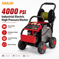 Hidrolavadora Industrial de Alta Presión 4000PSI, Limpiadora Eléctrica con Carrete de Manguera 220V, Máquina de Limpieza con Chorro de Agua Comercial para Autos