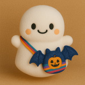 Peluche de Fantasma de Halloween Personalizado con Sombrero de Bruja, Alas de Murciélago y Linda Bolsa, Fantasma de Peluche con Bolsa de Dulces para Regalo Infantil - Product Image 5