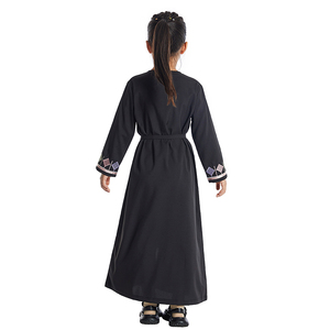 Pronto per la spedizione della malesia tacchino islamico per bambini abaya ragazze musulmani per bambini in tinta unita ricamato con cerniera anteriore vestito da ragazza musulmano - Product Image 6