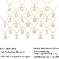 Collier Hip Hop en Argent Sterling 925 avec Pendentif Lettre A-Z en Moissanite VVS1 Certifiée GRA, Testée au Détecteur, Effet Cristal de Glace, Vente en Gros