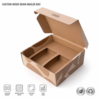 Boîte d'expédition en carton kraft à grain de bois personnalisé, boîte cadeau avec insert sur mesure, boîte d'expédition à rabat supérieur, vente en gros, directement de l'usine, OEM