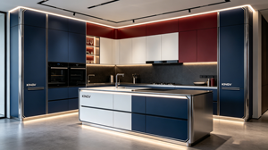 Gabinete de Cocina Kingv Rojo, Azul y Blanco, Estilo Americano, Color Captain - Product Image 4
