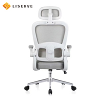 Chaise de bureau moderne à dossier haut en maille, avec soutien lombaire réglable, accoudoirs fixes ergonomiques, pivotante à 360°, inclinable, base en métal