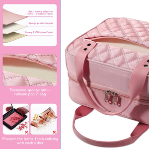 Large-Capacity Women's Toiletry Bag with Detachable <b>Mirror</b> <b>Foldable</b> Travel Makeup Organizer Featuring Anti-collision - Product Image 3