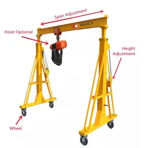 Good Price Indoor Travelling 1 Ton Small Gantry Crane Height Adjustable 3 Ton Light Duty With Electric Hoist