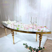 Tables rondes blanches de luxe OEM de style romantique français, tables lune pour événements, fêtes, banquets, mariages