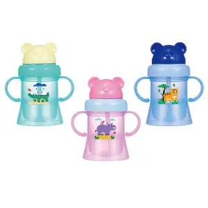 Tasse de formation de bébé de 6oz/180ml PP, tasse de bébé avec la paille et double poignée