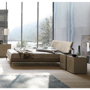 Camas Modernas Italianas de Lujo King Twin Orange, Elegante Cama con Plataforma, Cabecera de Hotel, Diván, Cabecera Suave - Product Image 4