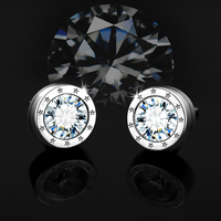 Boucles d'oreilles clous unisexes minimalistes en argent sterling 925 avec moissanite taille brillant rond de 0,5 ct/1 ct, sertie clos, bijoux