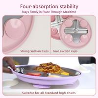 Coque amovible en silicone pour l'alimentation du bébé personnalisée Trois plaques divisées en silicone en acier inoxydable 304 pour bébés