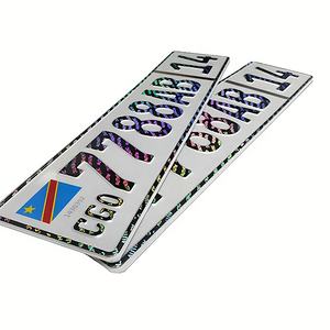 Fabricante de alta calidad Cartel de metal impreso Placa de matrícula de Número de coche en relieve reflectante de aluminio con marcas de agua de holograma - Product Image 1