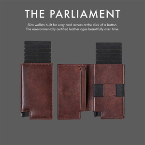 RFID — <span class=keywords><strong>portefeuille</strong></span> mince fait à la main, étui en <span class=keywords><strong>cuir</strong></span> avec blocage de carte d'accès rapide, pochette avant, pour voyage avec boîte-cadeau double pli - Product Image 4