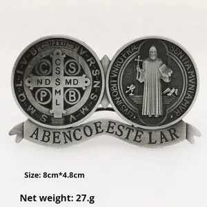 Más Vendido Mecrt Insignia Religiosa de San Benito, Decoración Retro de Metal para el Hogar, Adorno Católico para Coche y Escritorio, Principalmente de Aleación - Product Image 3