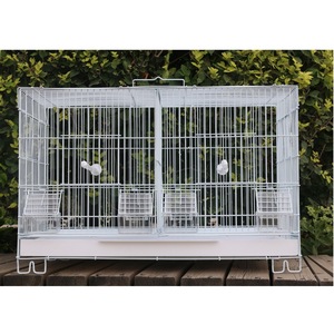 Jaula Doble para Crí<span class=keywords><strong>a</strong></span> <span class=keywords><strong>de</strong></span> Aves, Jaula para Loros <span class=keywords><strong>de</strong></span> Alambre Blanco con Comederos y Bebederos - Product Image 1