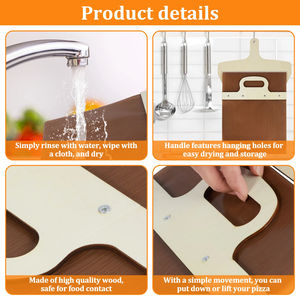 Pala deslizante de madera para pizza al por mayor con mango, espátula, herramienta de cocina para transferir pizza sin problemas, suministros de repostería - Product Image 5
