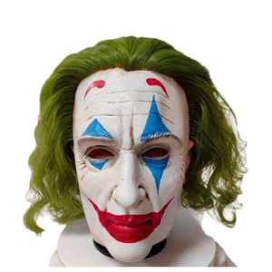 Masque de <span class=keywords><strong>clown</strong></span> avec <span class=keywords><strong>perruque</strong></span> en latex souple pour fournisseur de fête, masque de costume de Joker pour tête entière pour mascarade et fête d'Halloween - Product Image 4