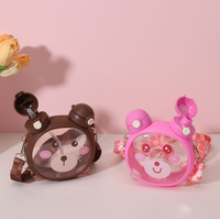 Nouvelle gourde portable en plastique de 500 ml avec paille, motif dessin animé mignon, pour enfants à l'école