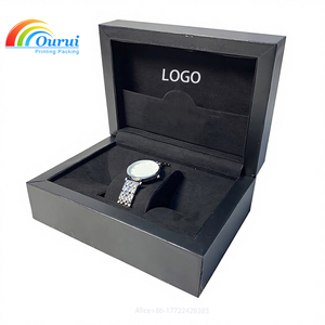 Factory Custom Luxury Black <b>Watch</b> Box with Black Velvet Lining, High quality Wooden <b>Watch</b> Packaging <b>Case</b> for Brand <b>Watches</b> - Product Image 6