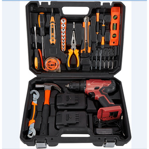 Mini perceuse électrique rechargeable au lithium-ion avec jeu de douilles 1/4 po, kit de perceuse électrique 37x28x8cm, boîte à outils en plastique - Product Image 1