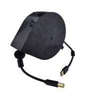Carrete Retráctil para Cable USB/Ethernet DYH-1703 con Bloqueo Automático, Plástico PP Ignífugo, 7m de Longitud, para Telecomunicaciones