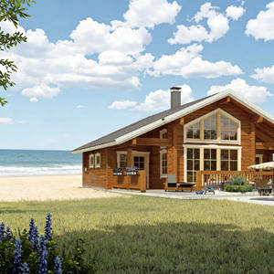Casa di Lusso Prefabbricata in Legno per Vacanze al Mare 115,5 mq, Casa in Legno sul Mare con Balcone, Cottage Personalizzabile per Resort Costieri - Product Image 1