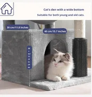 Arbre à chat en bois intégré, maison pour chat, poteau à gratter en sisal, plateforme de saut, design minimaliste, arbre à chat d'exportation