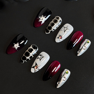 Venta al por mayor a granel etiqueta privada al por mayor punta francesa personalizado largo corto cuadrado suave Gel acrílico Navidad 3D hecho a mano prensa en las <span class=keywords><strong>uñas</strong></span> - Product Image 1
