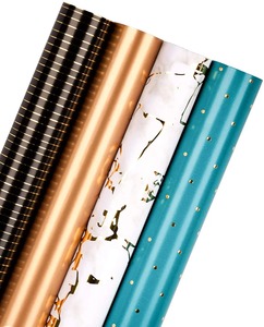 Floral Metallized Recyclable Gift <b>Wrap</b> <b>Paper</b> <b>Roll</b> 100GSM Eco-Friendly Double-Sided Coated Digital Printing Compatible Packaging - Product Image 1