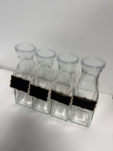 Ensemble de 4 carafes carrées en verre avec couvercle, <span class=keywords><strong>1</strong></span> <span class=keywords><strong>litre</strong></span>, carafe en verre transparent, service de table, carafe pour bar à mimosa, brunch, eau froide, jus - Product Image 4