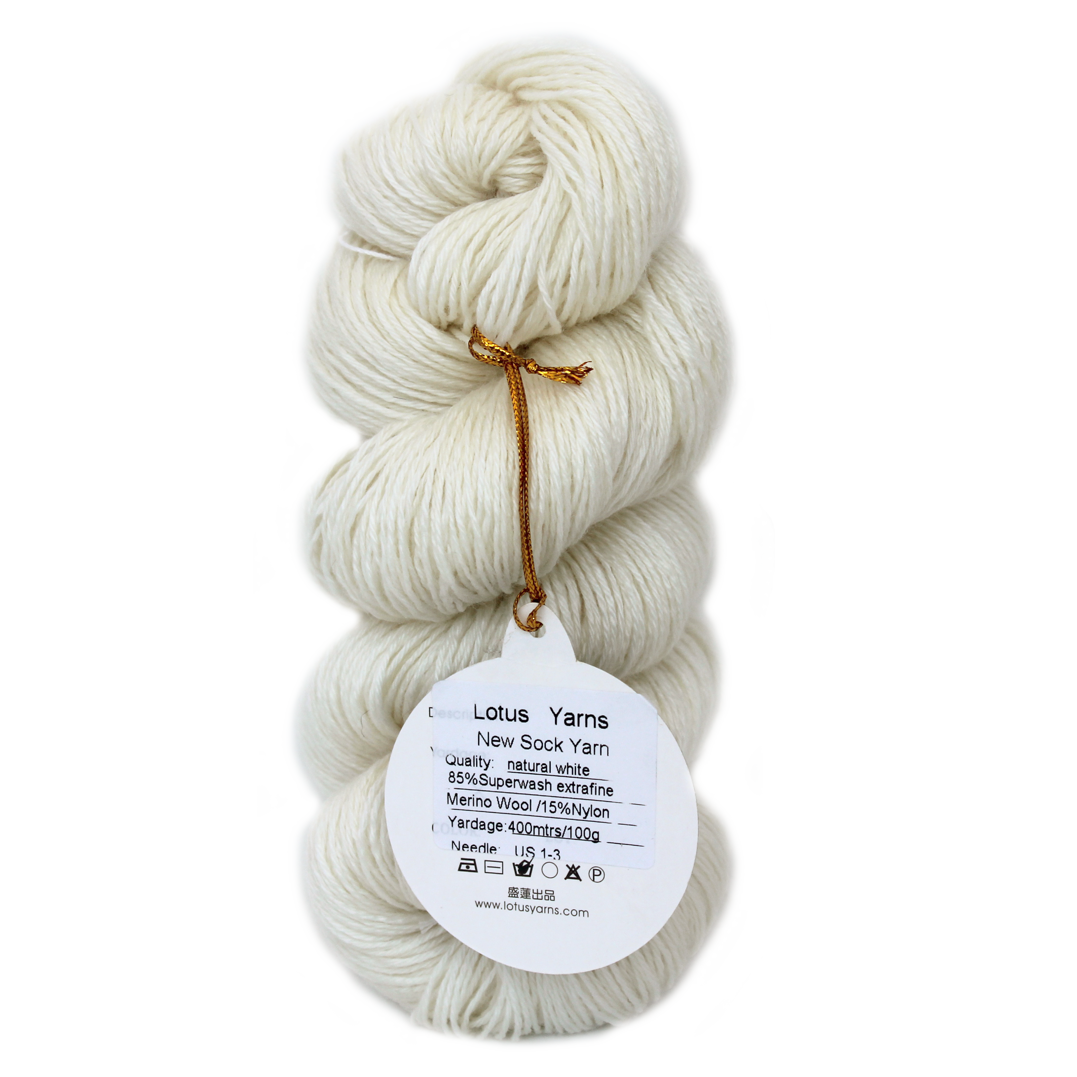 Неокрашенная Superwash Merino шерсть с нейлоновым Handknitting пряжа для носков