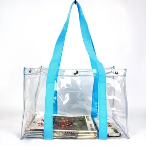 Jöle şeffaf PVC kılıf çanta PVC Tote saplı çanta temizle vinil PVC fermuarlı çantalar