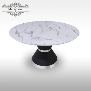 Mesa De Comedor <span class=keywords><strong>Del</strong></span> Restaurante โต๊ะรับประทานอาหารสแตนเลสชุดโต๊ะรับประทานอาหารหินอ่อนหินควอตซ์ทรงกลมทันสมัยเก้าอี้6ตัว - Product Image 6