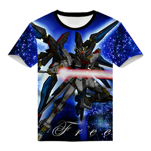 Camiseta sin etiqueta de manga corta de <span class=keywords><strong>Gundam</strong></span> Strike Freedom Unicornio, estilo anime y manga, de poliéster/algodón con estampado por transferencia <span class=keywords><strong>t</strong></span>érmica - Product Image 2