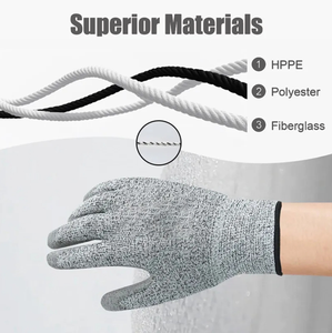 Gants de travail anti-coupure de niveau 5 EN388 4443C avec logo personnalisé, revêtement HPPE PU, pour la métallurgie et la machinerie, gants de ferrage pour la sécurité au travail - Product Image 6