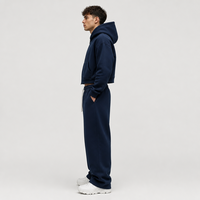 Sweat à capuche bleu premium 380 GSM pour homme, coupe ample minimaliste, streetwear, avec logo personnalisé, uni