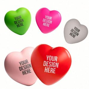 Balle anti-stress promotionnelle en forme de cœur rouge personnalisée avec impression de logo - Product Image 1