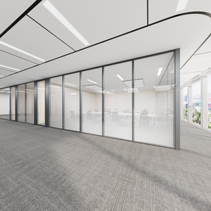 Trong mô-đun nhôm nửa nhà không khung demountable giá phòng nội thất tách cách âm phân vùng kính rãnh - Product Image 1