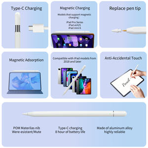 ปากกาสไตลัสแบบไร้สายพร้อมพอร์ตชาร์จแม่เหล็กแบบซ่อน สำหรับหน้าจอสัมผัส ใช้ได้กับ <span class=keywords><strong>Apple</strong></span> iPad <span class=keywords><strong>Pencil</strong></span> - Product Image 2