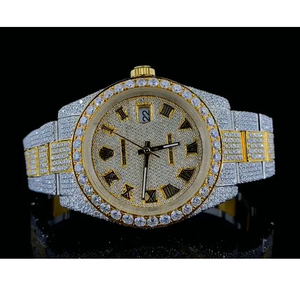 Elegante Reloj de Acero Inoxidable con Movimiento de Cuarzo y Diamantes Moissanite para Hombre, Atractivo y Lujoso para Uso Diario y Formal - Product Image 1