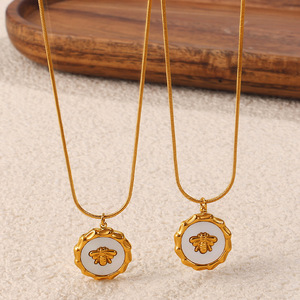 Heart Shape Round <b>Earrings</b> Necklace Set Stainless Steel 18K Gold Plated Women's Fashion Jewelry Gift - Product Image 3