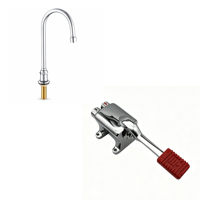 Robinet de cuisine à bec col de cygne sans poignée, à eau chaude uniquement, avec valve à pédale, filetage G1/2, en laiton sans plomb, finition chromée
