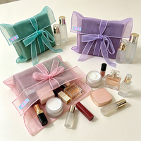 Sac en organza de luxe personnalisé avec logo et nœud en ruban, pochettes transparentes pour cadeaux, idéal pour les faveurs de mariage et les cosmétiques