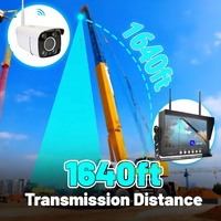 Caméra de grue sans fil avec moniteur DVR 7 pouces, zoom 30X, amplification, affichage AHD Wifi pour grue à tour, caravane et engins de chantier