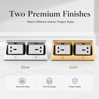 Prise de sol escamotable en alliage d'aluminium 220V, prise universelle avec USB Type C, boîte de sol amortie pour bureau et hôtel