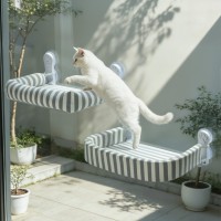 YOMOBA Hamac pour chat de fenêtre Premium, imprimé rayé moderne, lit doux avec ventouses puissantes, accessoires pour animaux de compagnie, support OEM ODM